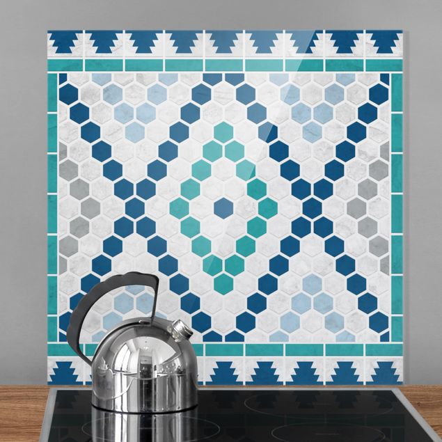 Kök dekoration Moroccan tile pattern turquoise blue