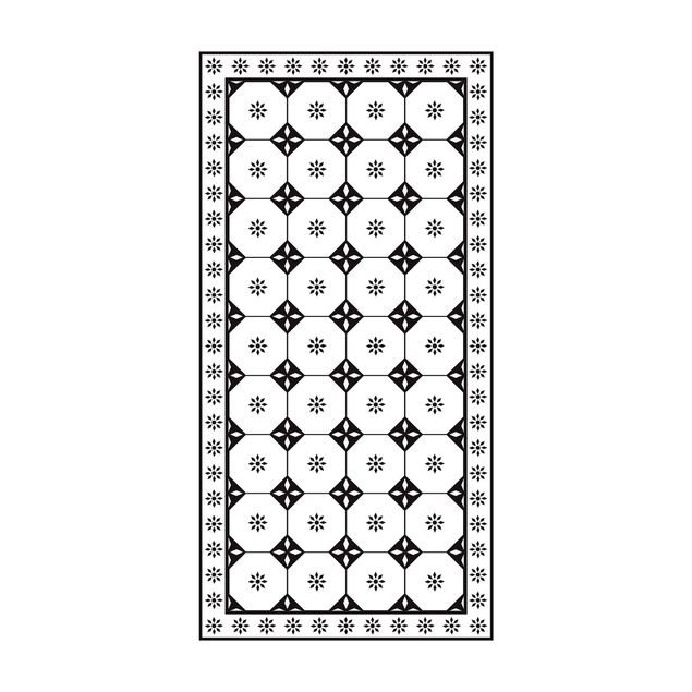 modern matta Geometrical Tiles Cottage Black And White With Border