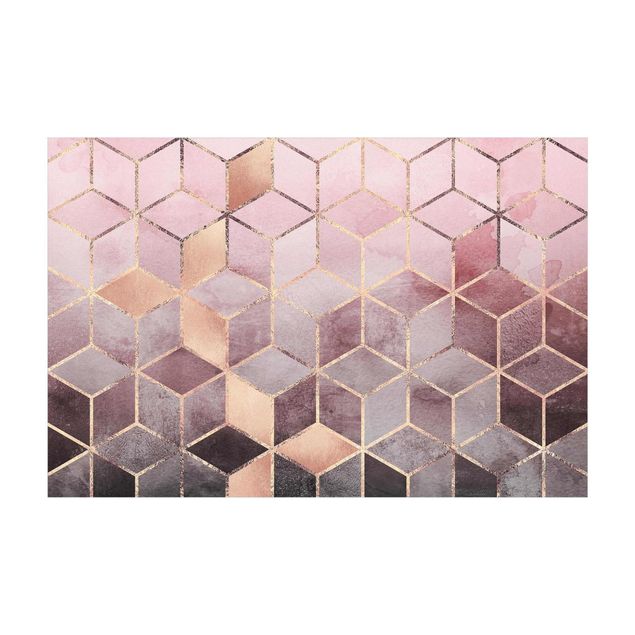 matta abstrakt Pink Gray Golden Geometry