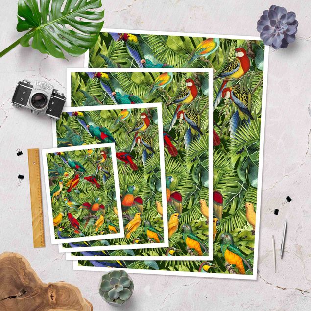 Tavlor Colourful Collage - Parrots In The Jungle