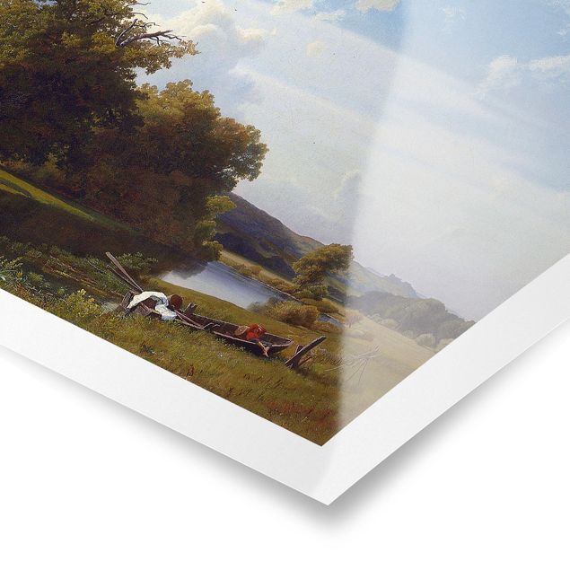 Posters konstutskrifter Albert Bierstadt - A River Landscape, Westphalia