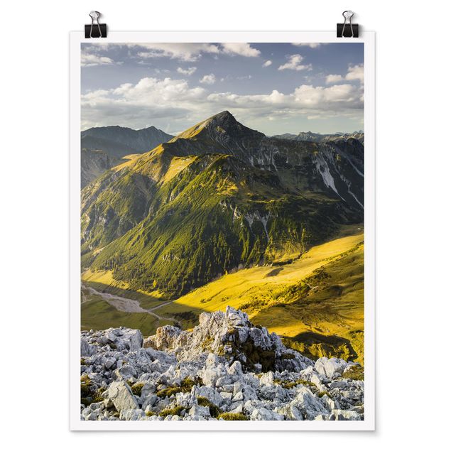 Posters landskap Mountains And Valley Of The Lechtal Alps In Tirol
