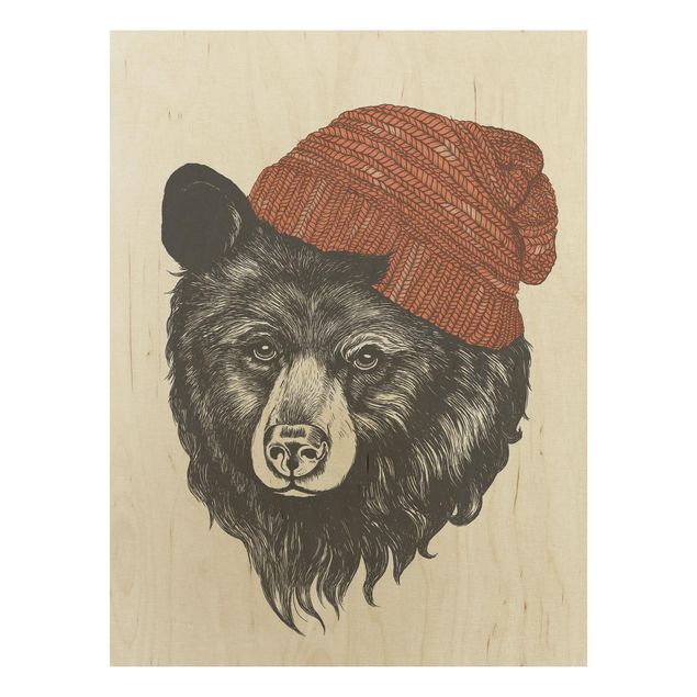 Tavlor Illustration Bear With Red Cap Drawing