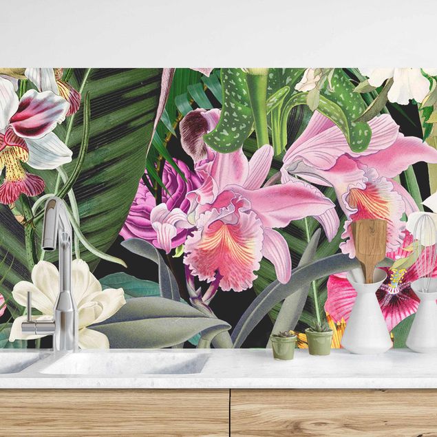 Kök dekoration Colourful Tropical Flowers Collage II