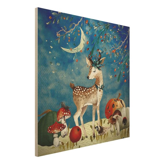 Inredning av barnrum Watercolour Deer In Moonlight