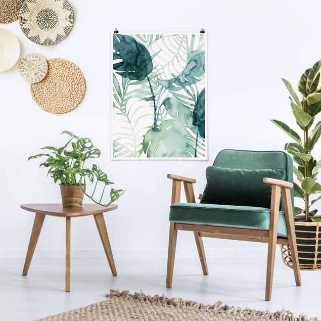 Posters blommor  Palm Fronds In Water Color II