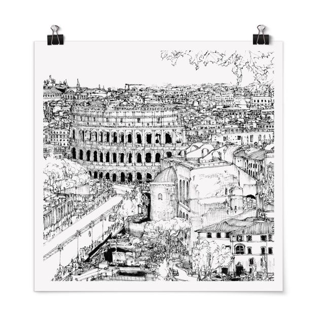 Posters svart och vitt City Study - Rome