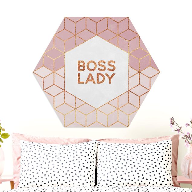 Tavlor konstutskrifter Boss Lady Hexagons Pink