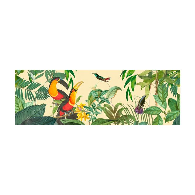 barnmatta djungel Vintage Collage - Birds in the Jungle