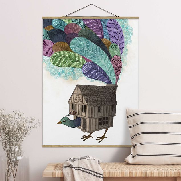 Kök dekoration Illustration Birdhouse With Feathers