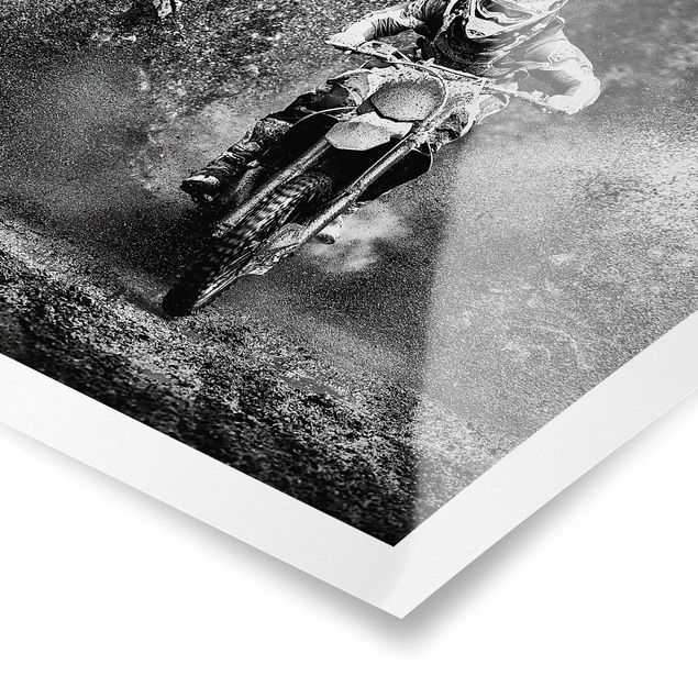 Tavlor svart och vitt Motocross In The Mud