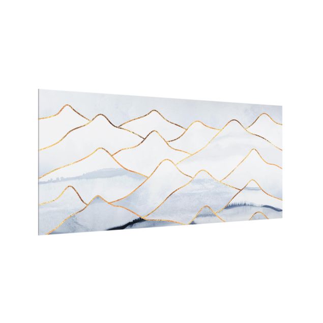 Tavlor Elisabeth Fredriksson Watercolor Mountains White Gold