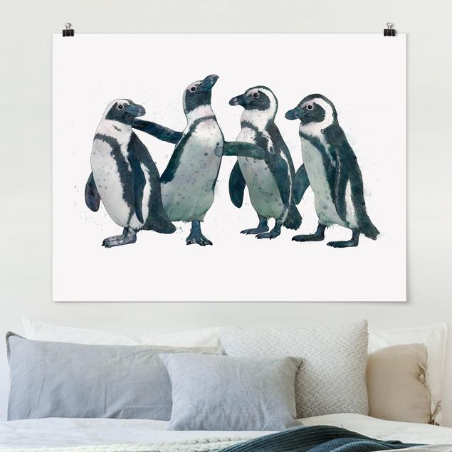 Kök dekoration Illustration Penguins Black And White Watercolour