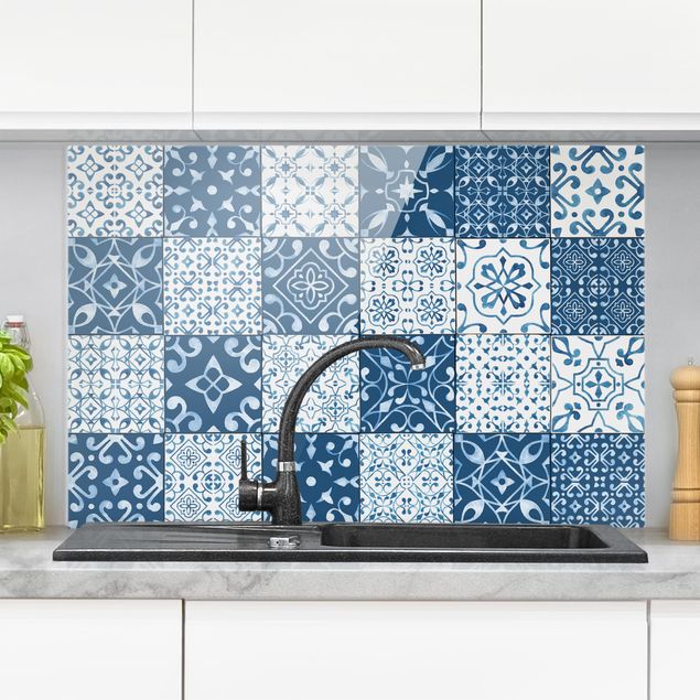 Kök dekoration Tile Pattern Mix Blue White
