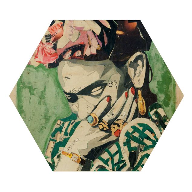 Hexagonala tavlor Frida Kahlo - Collage No.3