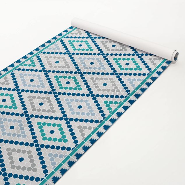 Självhäftande folier mönster Moroccan Tile Pattern Turquoise Blue