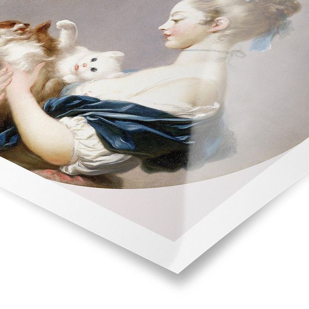 Posters konstutskrifter Jean Honoré Fragonard - Girl playing with a Dog and a Cat
