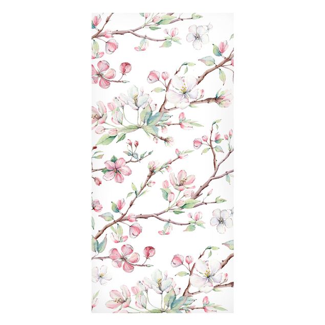 Magnettavla blommor  Watercolour Branches Of Apple Blossom In Light Pink And White