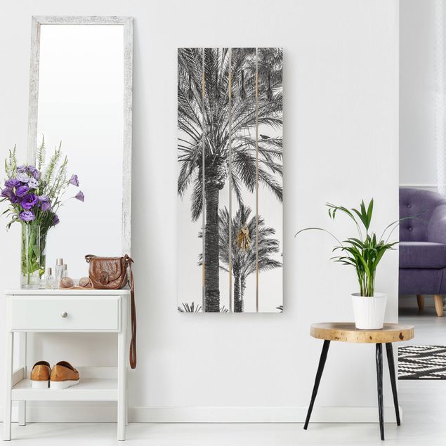 Klädhängare vägg landskap Palm Trees At Sunset Black And White