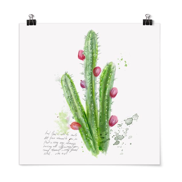 Tavlor blommor Cactus With Bibel Verse II