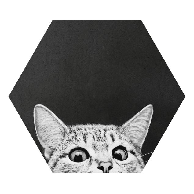 Tavlor modernt Illustration Cat Black And White Drawing