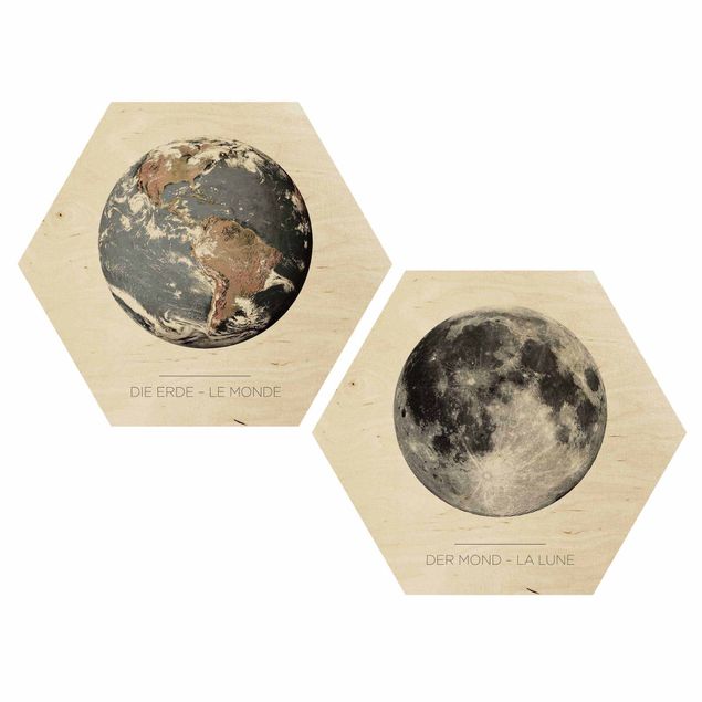 Hexagonala tavlor Moon And Earth