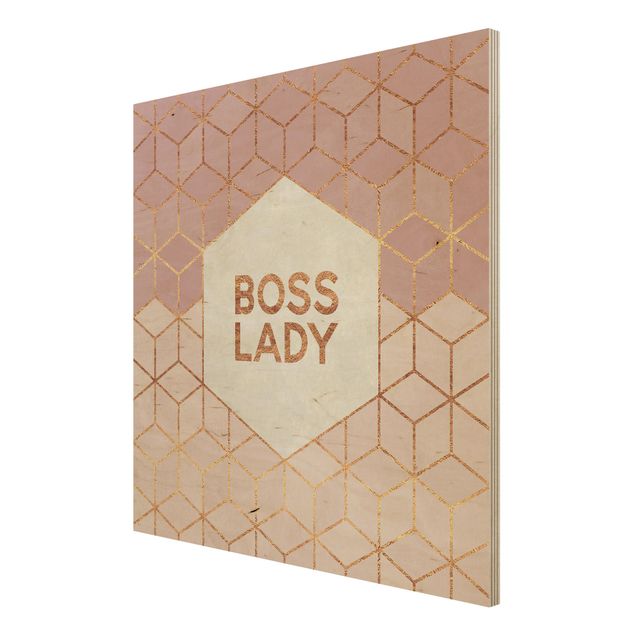 Trätavlor ordspråk Boss Lady Hexagons Pink
