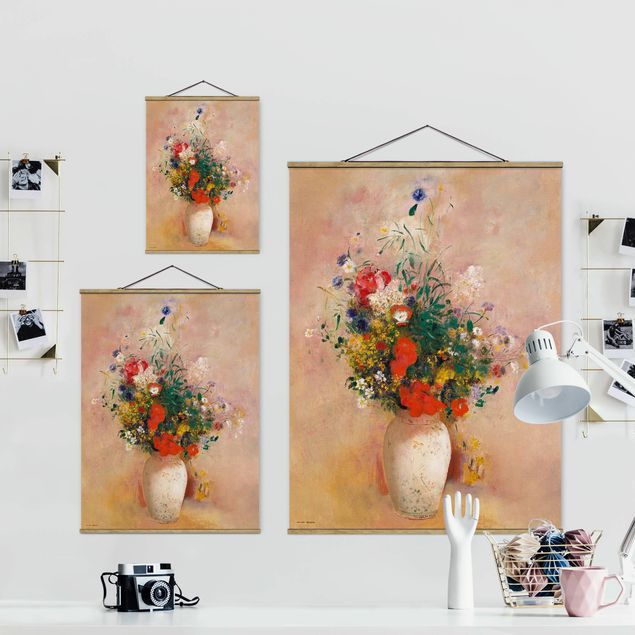 Tavlor blommor  Odilon Redon - Vase With Flowers (Rose-Colored Background)