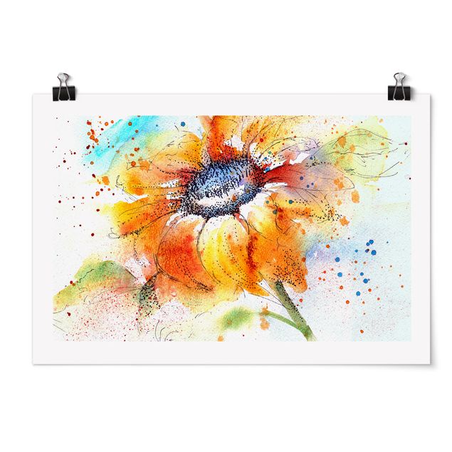 Tavlor blommor Painted Sunflower