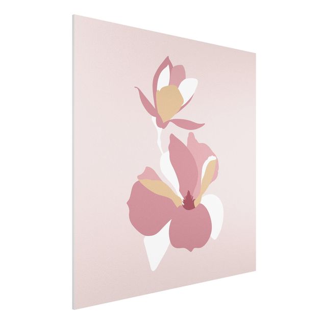 Konststilar Line Art Flowers Pastel Pink