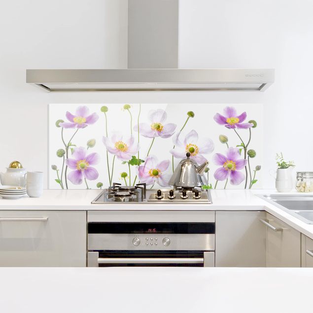 Stänkskydd kök glas blommor  Anemone Mix