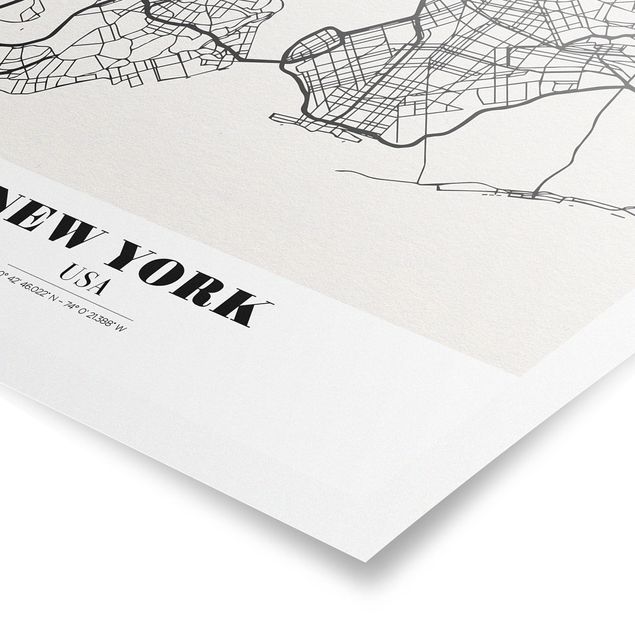 Posters världskartor New York City Map - Classic