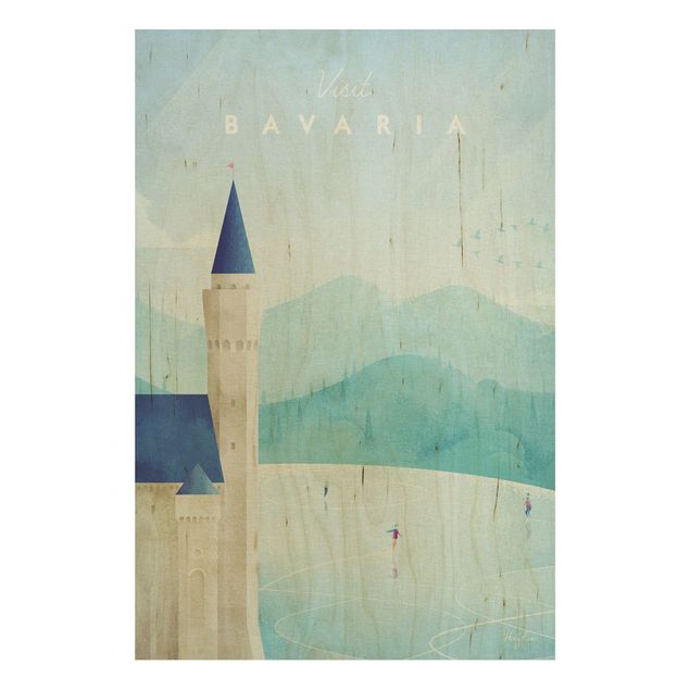 Trätavlor vintage Travel Poster - Bavaria
