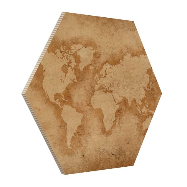 Hexagonala tavlor Antique World Map