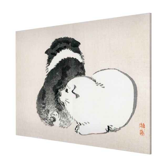 Magnettavla djur Asian Vintage Drawing Black And White Pooch