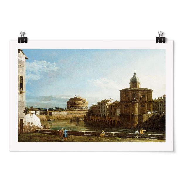 Konststilar Post Impressionism Bernardo Bellotto - View of Rome on the Banks of the Tiber