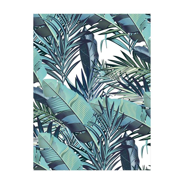 turkos matta Turquoise Leaves Jungle Pattern