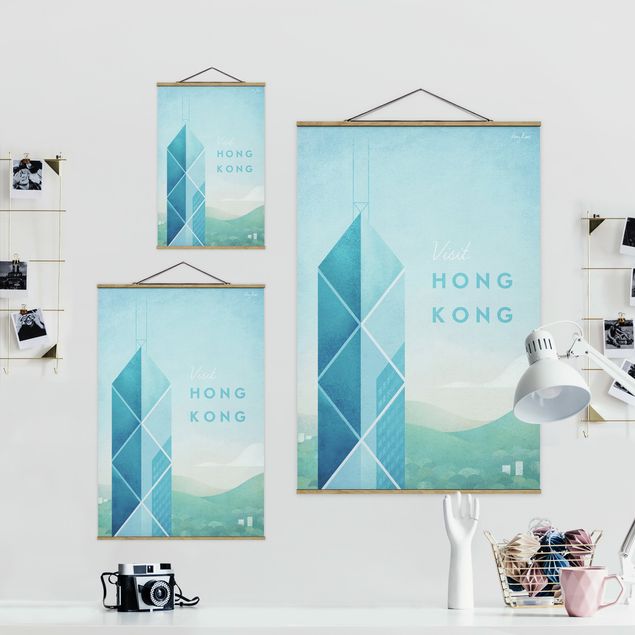 Tavlor blå Travel Poster - Hong Kong