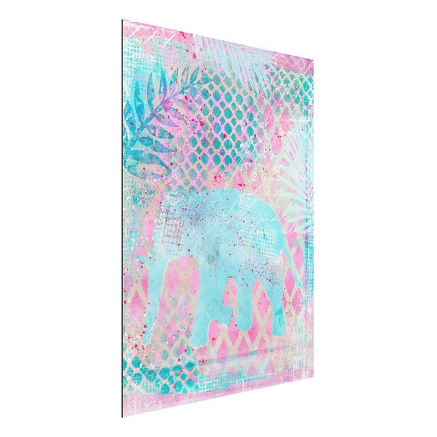 Kök dekoration Colourful Collage - Elephant In Blue And Pink