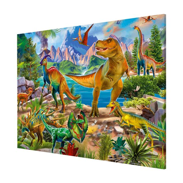 Tavlor modernt T-Rex And Parasaurolophus