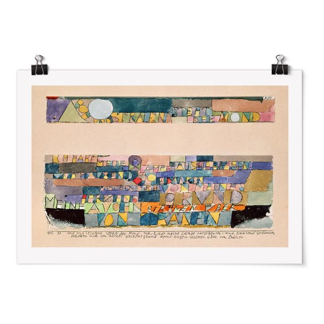 Posters arkitektur och skyline Paul Klee - High and bright the Moon stands...