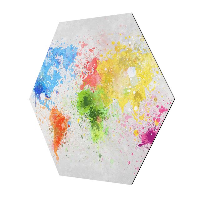 Hexagonala tavlor Colourful Splodges World Map