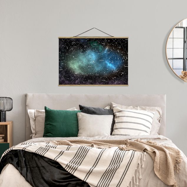 Tavlor världskartor Stellar Constellation Map Galactic Nebula