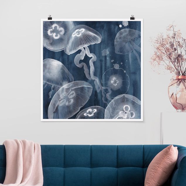 Posters djur Moon Jellyfish I