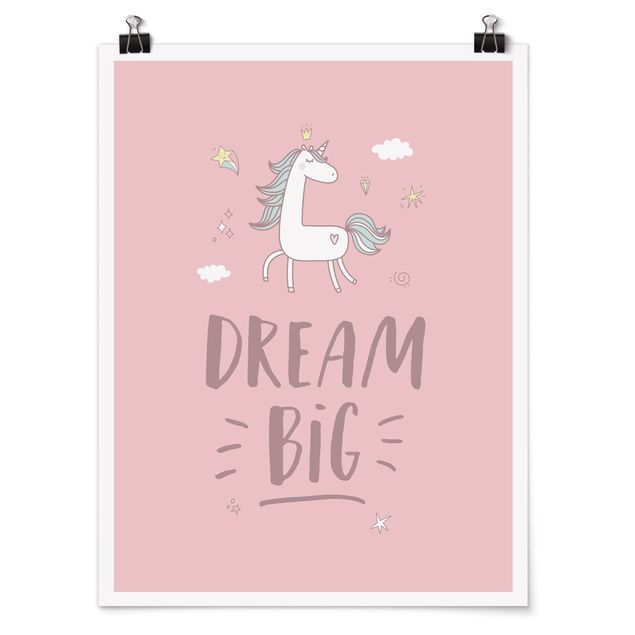 Tavlor ordspråk Dream big Unicorn