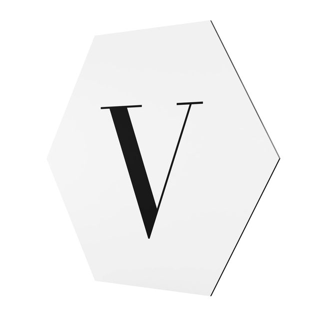 Hexagonala tavlor Letter Serif White V