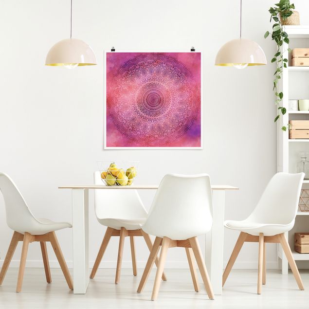Posters konstutskrifter Watercolour Mandala Light Pink Violet