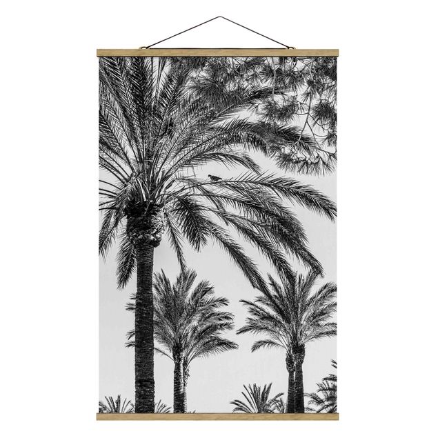 Tavlor blommor  Palm Trees At Sunset Black And White