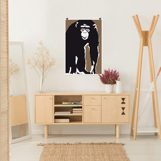 Posters svart och vitt No.TA10 Chimpanzee