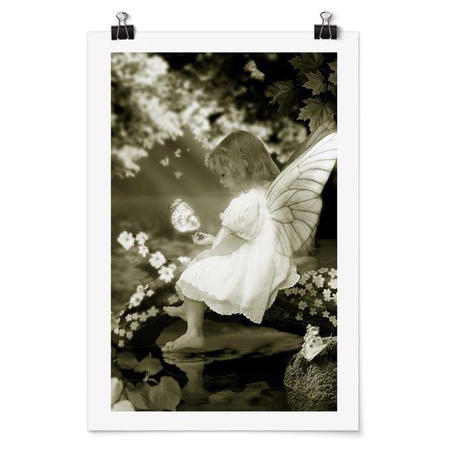 Posters vintage Elf child on the fairytale river